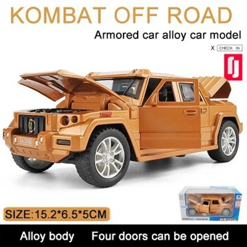 1:32 металлический Kombat тяжелый бронированный автомобиль модель детских игрушек сплав моделирование внедорожный пуленепробиваемый автомобиль 4 двери открытый оттягивающий назад