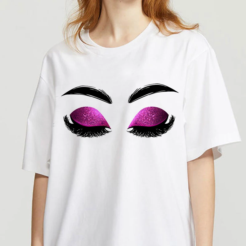 

Beautiful eyelash Tumblr Graphic T Shirt Short Sleeve Tee Kawaii Graphic Womens Top Tshirt Female T-shirt Ladies Clothes