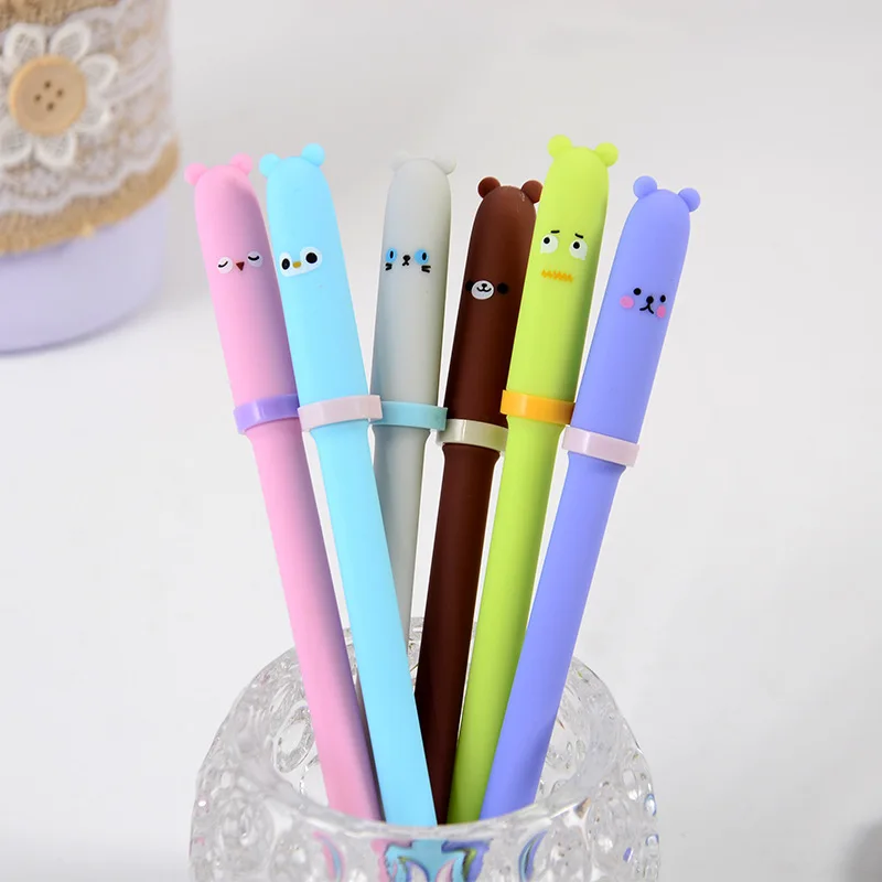 24 Pcs  Cartoon Small Animal Gel Pen Creative Student Stationery Signature Pen Wholesale Kawaii School Supplies