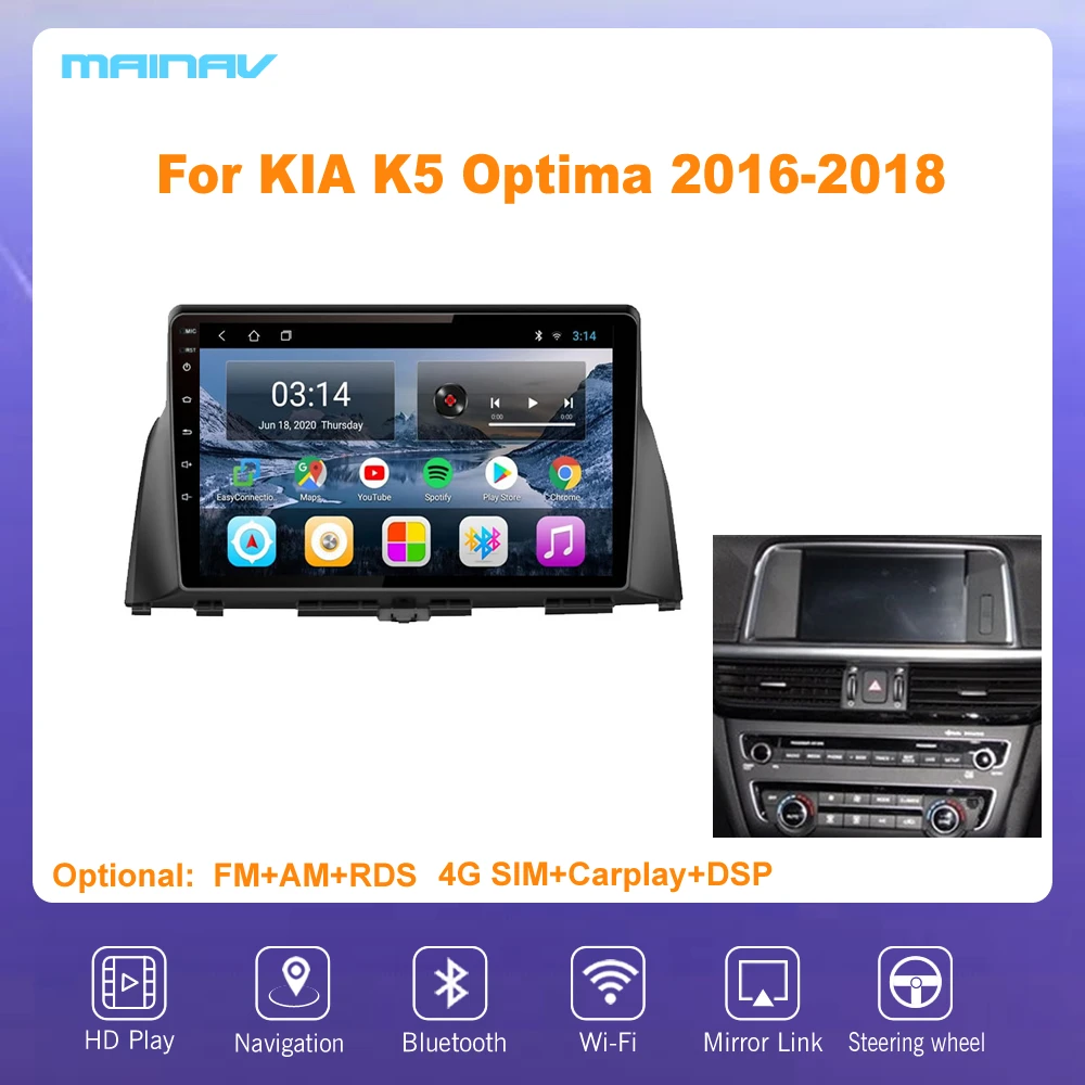 

10" Android10 for KIA K5 Optima 2016-2018 RDS Car Navigation for DSP CarPlay Car Radio Multimedia Video Player Auto Stereo GPS