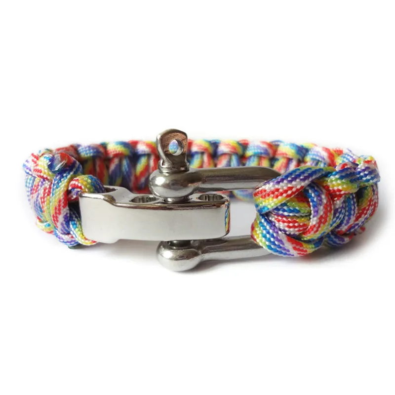 2019 Fashion Jewelry Sport Style Camping Parachute Cord Survival Bracelet Men with Stainless Steel Shackle Buckle SL125 | Украшения и