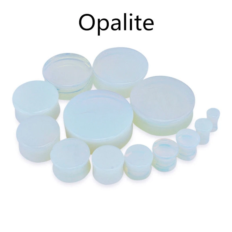 1 пара полудрагоценный Опалит белый камень круглые двойные вспышки ушные пробки