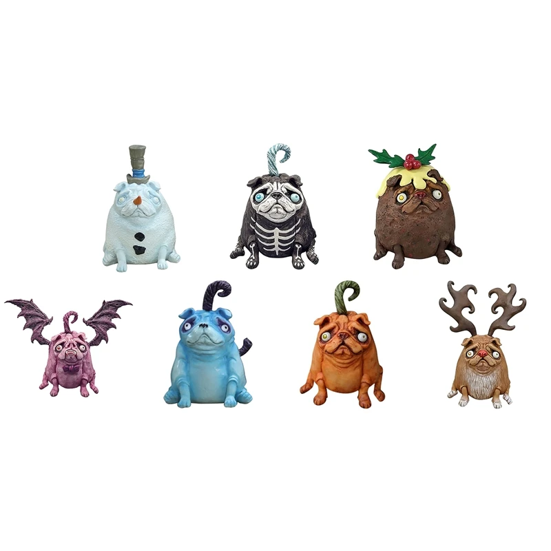 

Halloween Resin Pug Sculpture Pug Dog Figurines Halloween Christmas Decoration Animal Sculpture Art Statue
