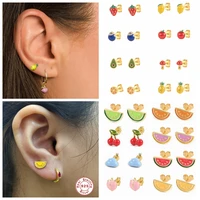 canner summer tropical fruit cute earrings for women girl 925 sterling silver mango watermelon earrings cartilage piercing jewel