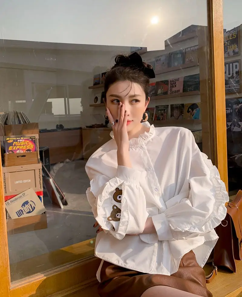 

New 2021 Long Sleeve women ong sleeve shirts Blouse Office Lady white shirts