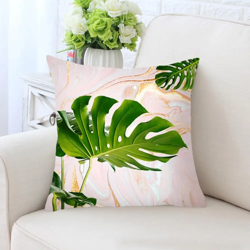 

Tropical Plants Cushion Cover Polyester Green Leaves Decorative Pillowcase Tropical Plant Throw Pillow Case Sofa Cushion Cover