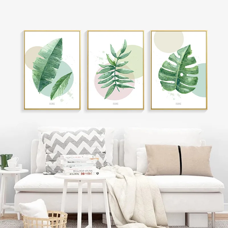 Нордическое зеленое растение холст картина на стену тропическая пальма черепаха