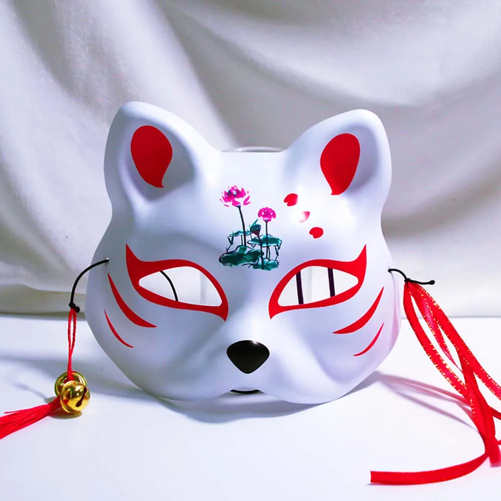 Новый Забавный Лотос лиса Половина лица для женщин и мужчин Косплей колокольчики