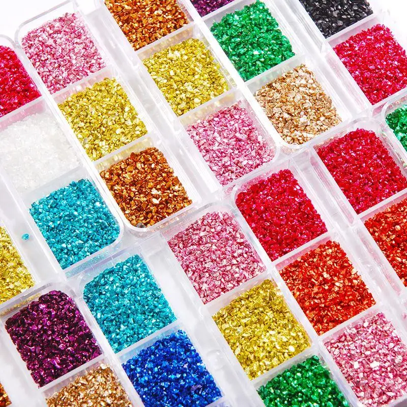 

6 Grids Glass Metal Crushed Stone Resin Filler DIY Table Decoration Cake Fruit Coaster Filling For Epoxy Resin Mold Making