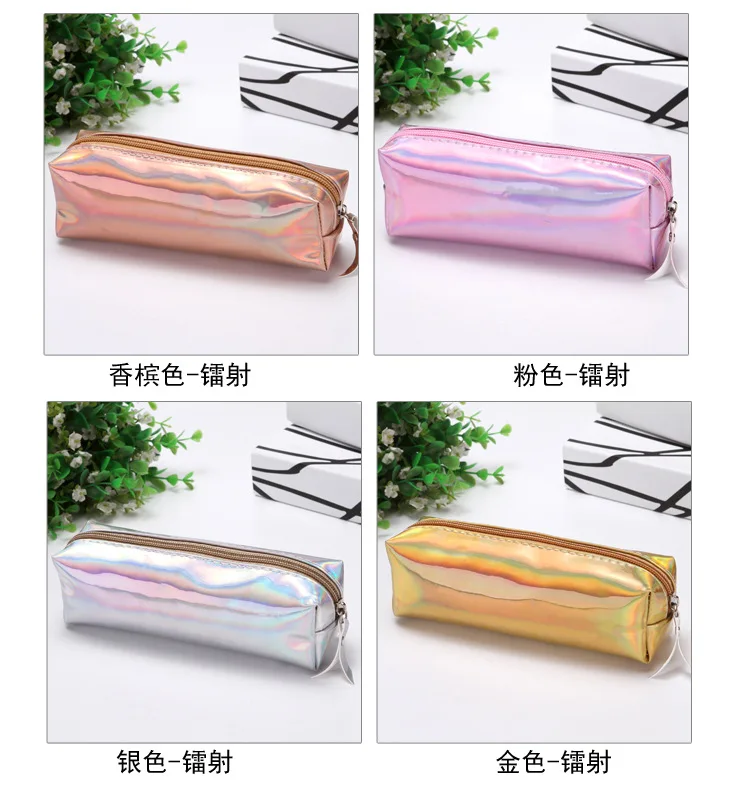 New laser pencil bag Simple ladies cosmetic bag cylinder storage bag male and female students stationery pencil bag CL-19222