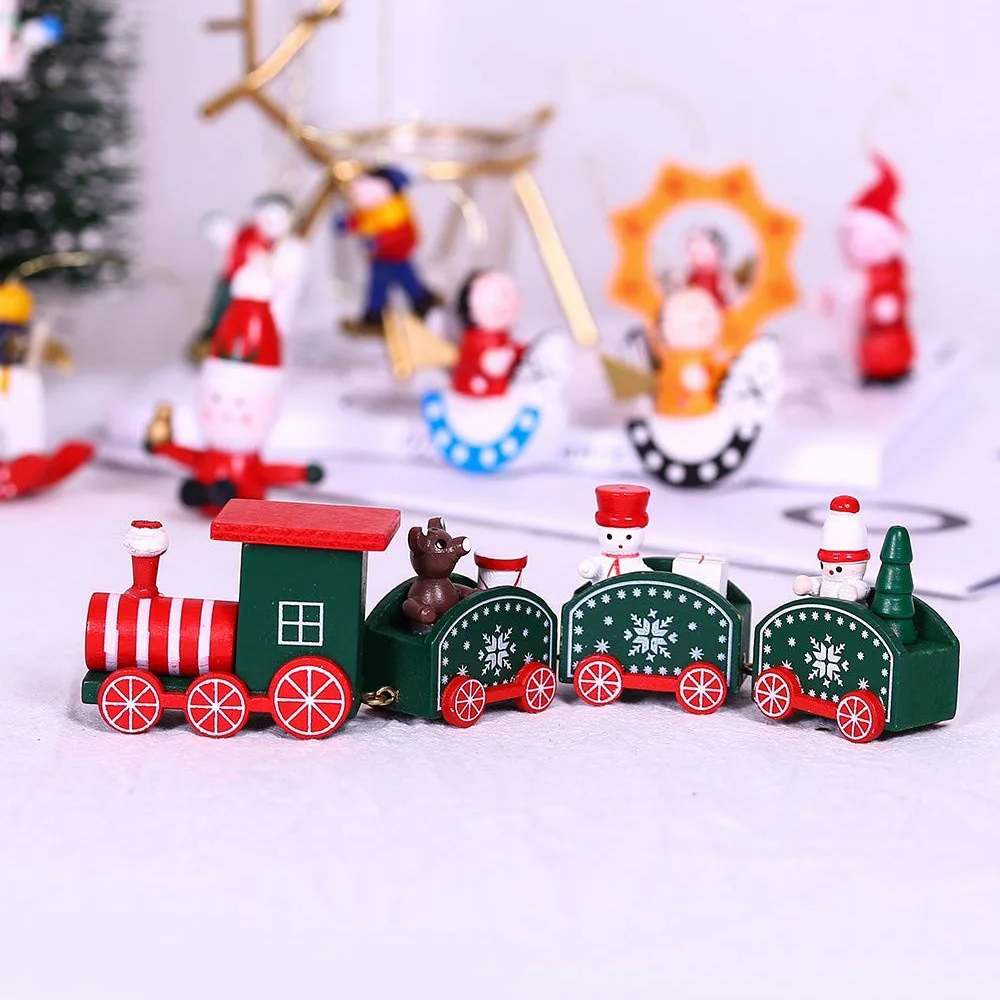 Новый Рождественский поезд окрашенное дерево Рождественское украшение для дома