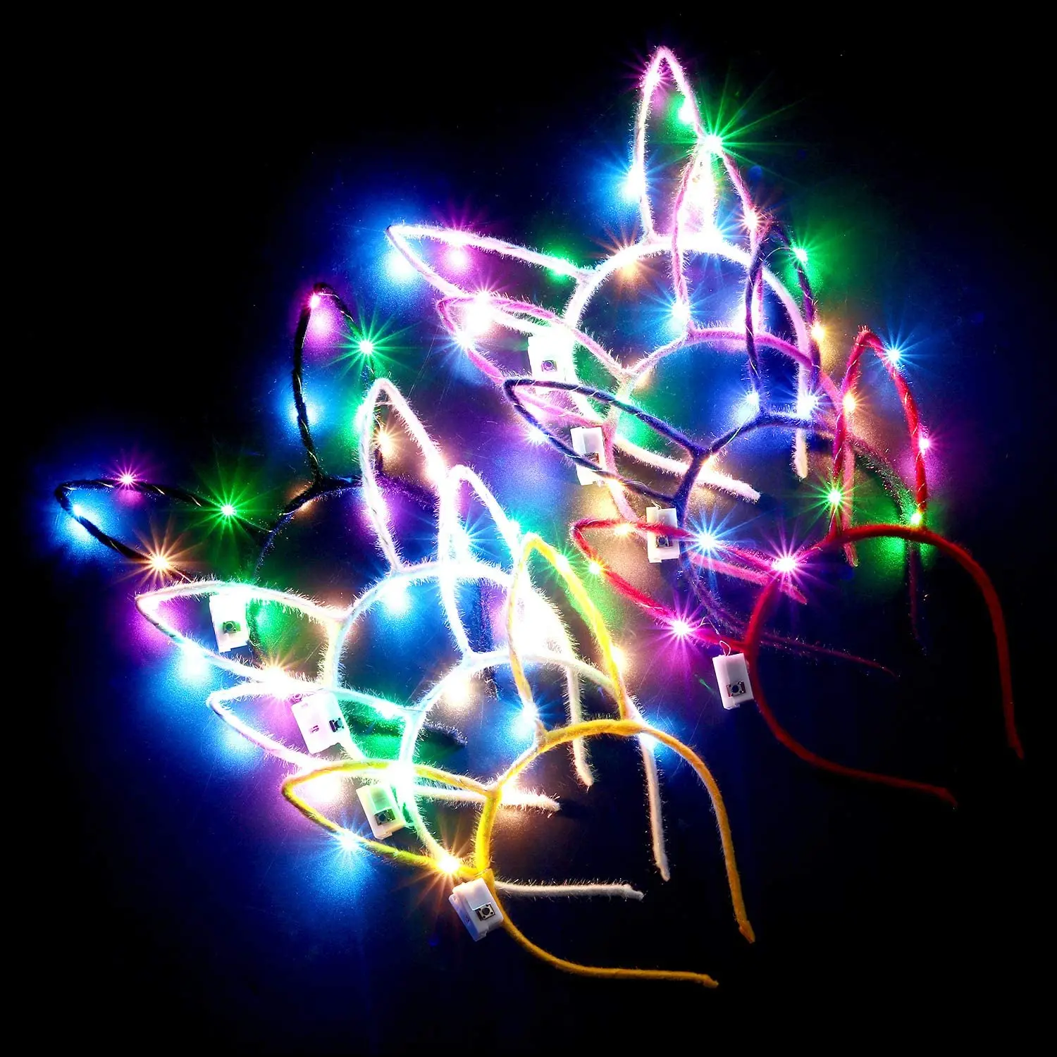 

8Pcs LED Bunny Ear Headband, Light Up Rabbit Ears Cat Ear Hairbands Girls Adult Halloween Christmas Party Decorations