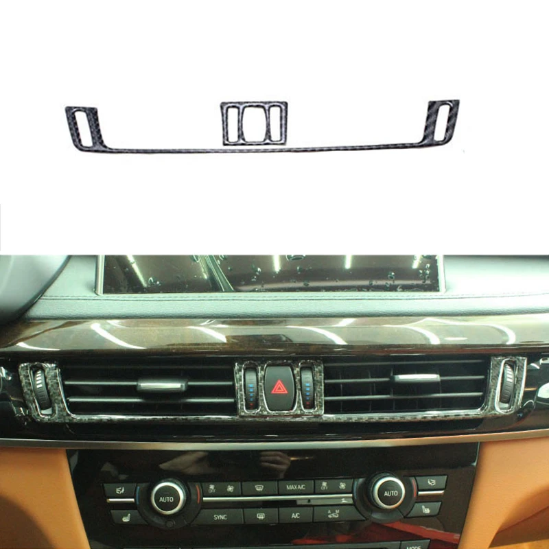 

car accessories 2pcs 100% Carbon Fiber Center Air Outlet Panel Cover Trim For BMW X6 F16 2015-2017 & X5 F15 2014-2017