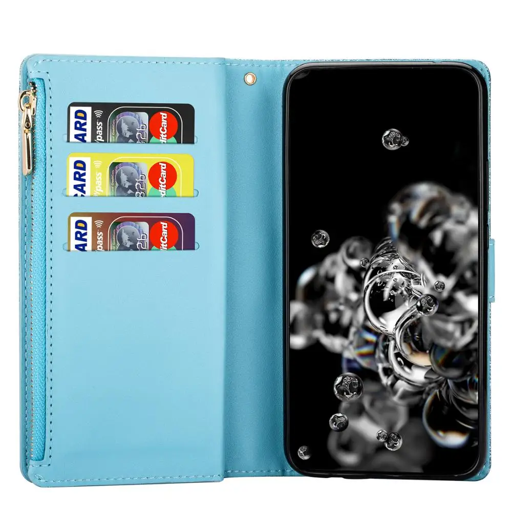For Redmi 8 8A Note 9 9S 10 Pro Max K30 Xiaomi CC9 Bling Zipper PU Leather Wallet Purse Flip Case Stand Cover | Мобильные телефоны