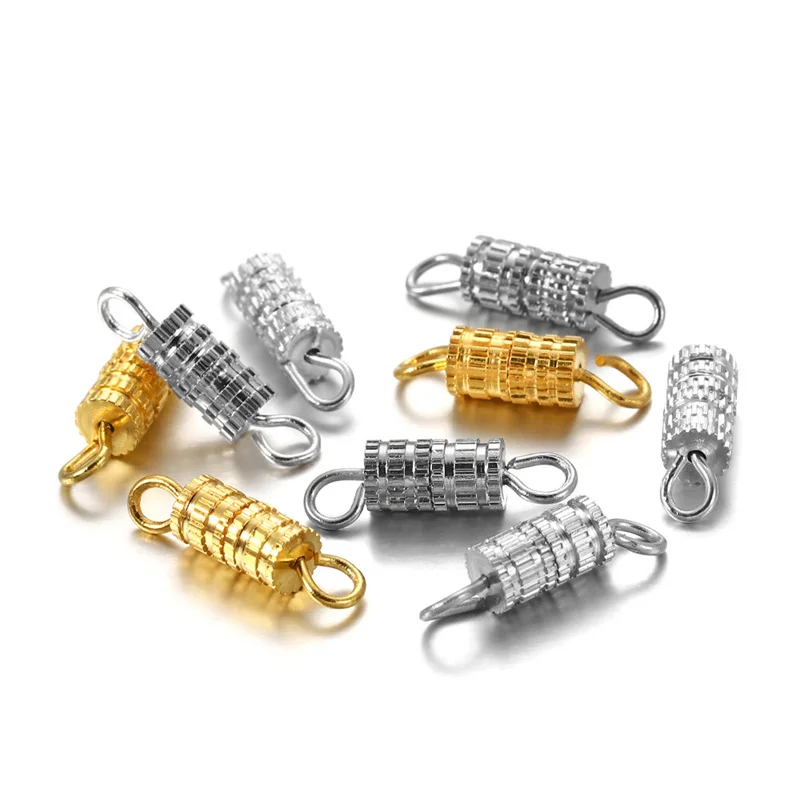 

30pcs/lot 14x3.8mm Spiralfor Bracelet Connectors Gold Plated Beads End Clasp Cylinder Fasteners Buckles for DIY Jewelry Making