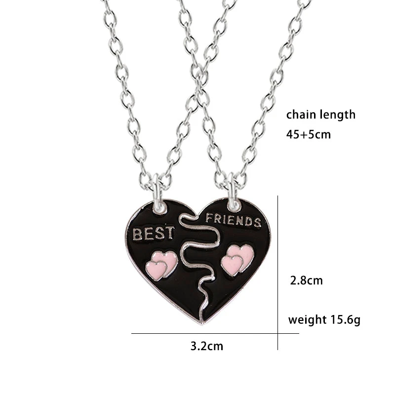 

Men And Women Two-piece Pendant Necklace Friendship Best Friend Bff Creative Heart Letter Puzzle Jewelry Gift Wholesale 2020