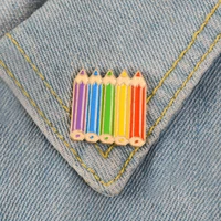 cartoon color brush pencil pins brooch lapel badges men women fashion jewelry gifts collar hat