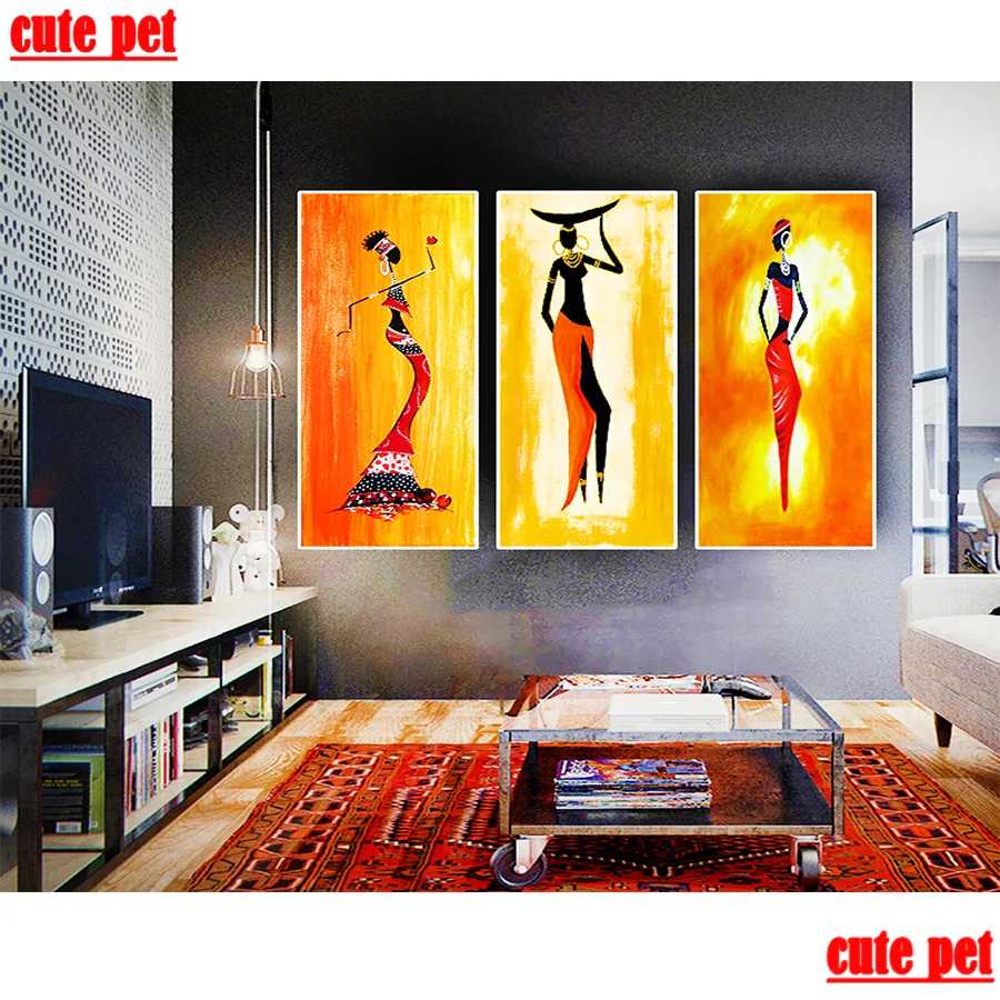 

Алмазная живопись «сделай сам», бриллиантовая живопись для африканских женщин, квадратная вышивка 5D, вышивка крестиком, домашний декор, выш...