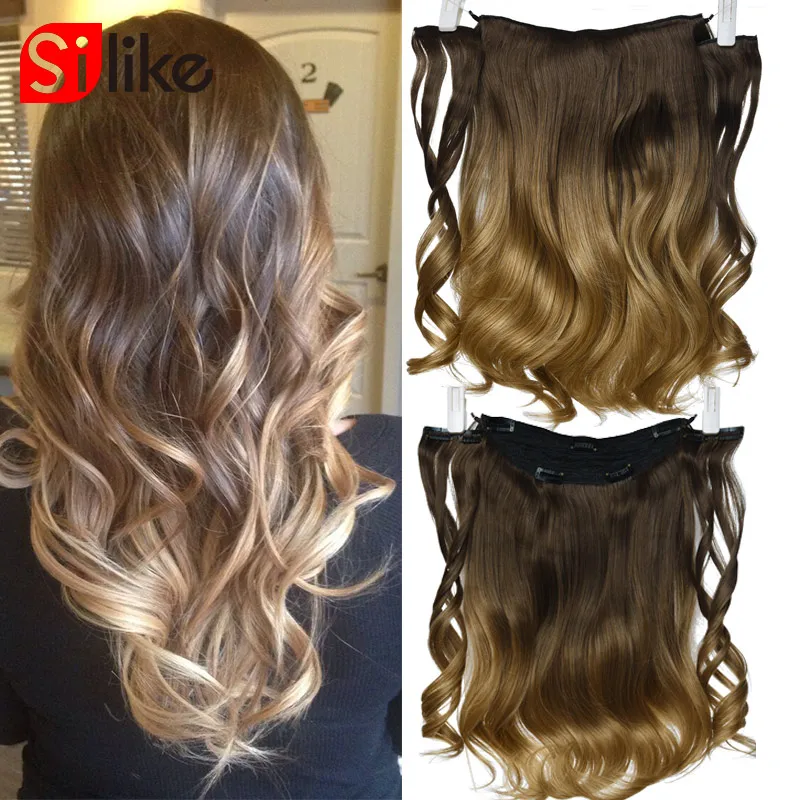 

Silike 18 дюймов Синтетические волосы для лески 9 зажимов волнистые длинные термостойкие синтетические фотоволосы для женщин