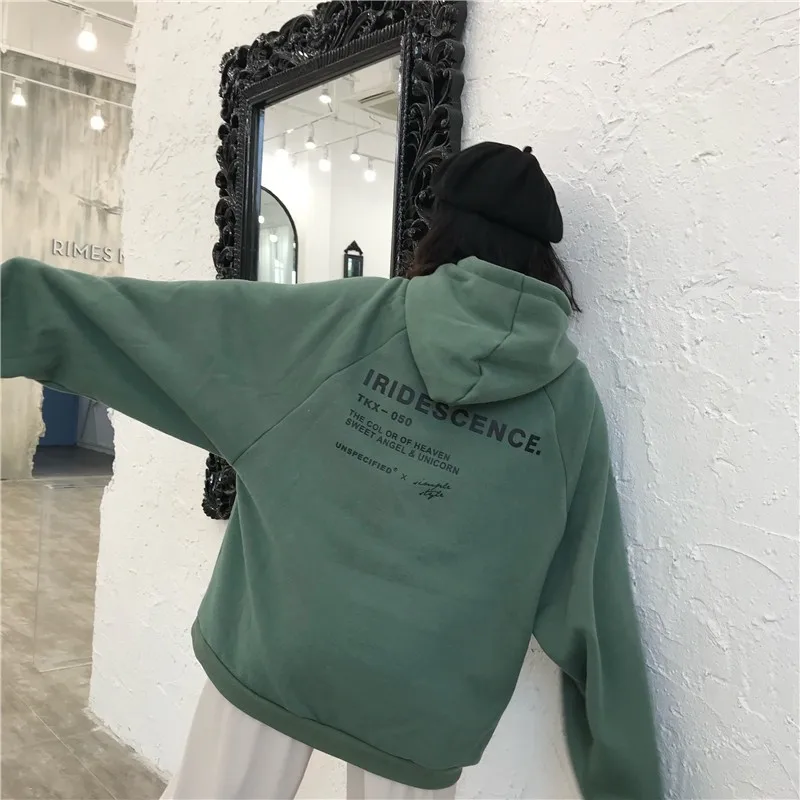 New Cute Pullover Hoodie Sweatshirt Oversize Female Clothes Korean Letter Printing Kpop Women Sweetshirts Loose Fit Full Sleeves