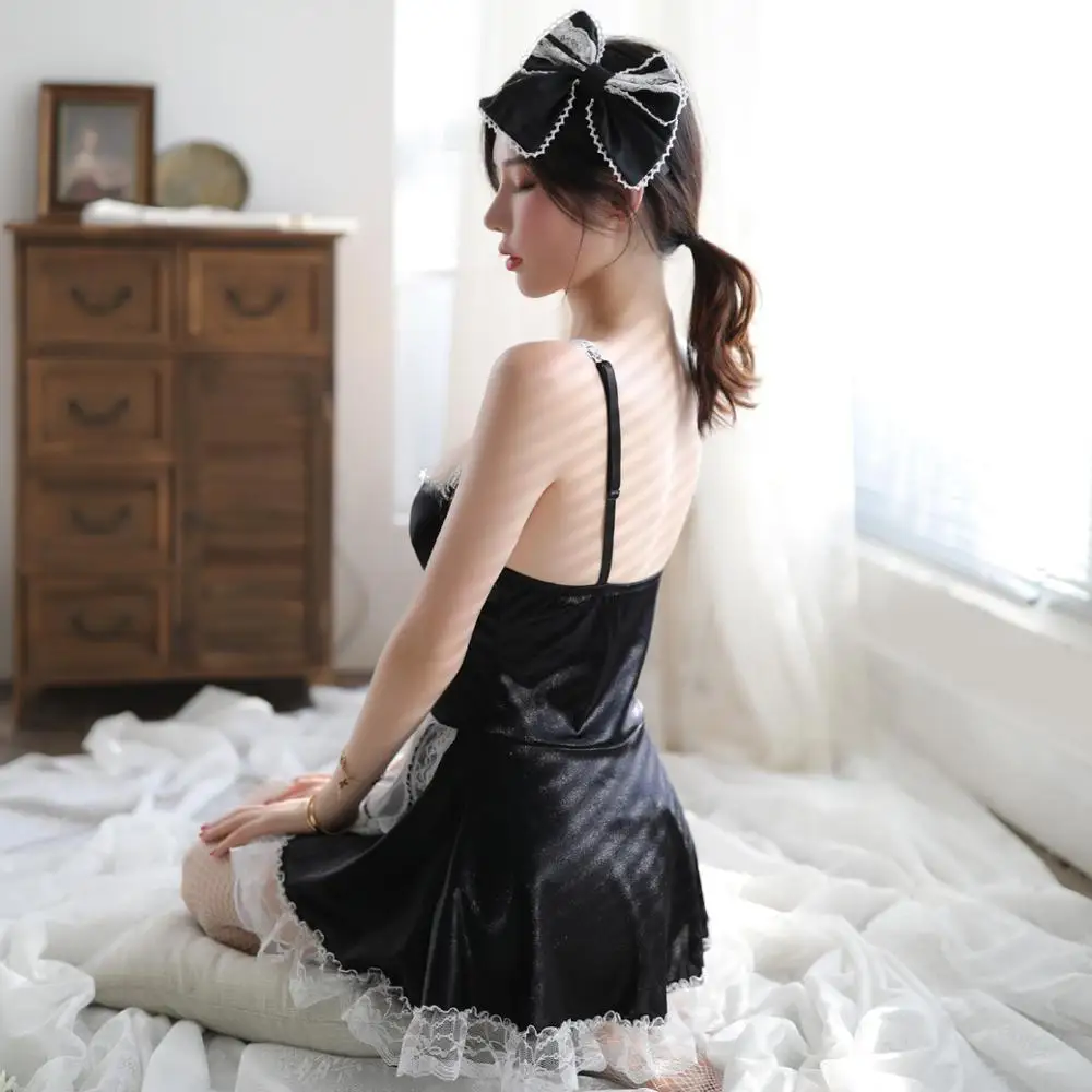 

Women Sexy Lingerie Cosplay French Apron Maid Servant Lolita Sexy Costume Babydoll Dress Uniform Erotic Lingerie Role play