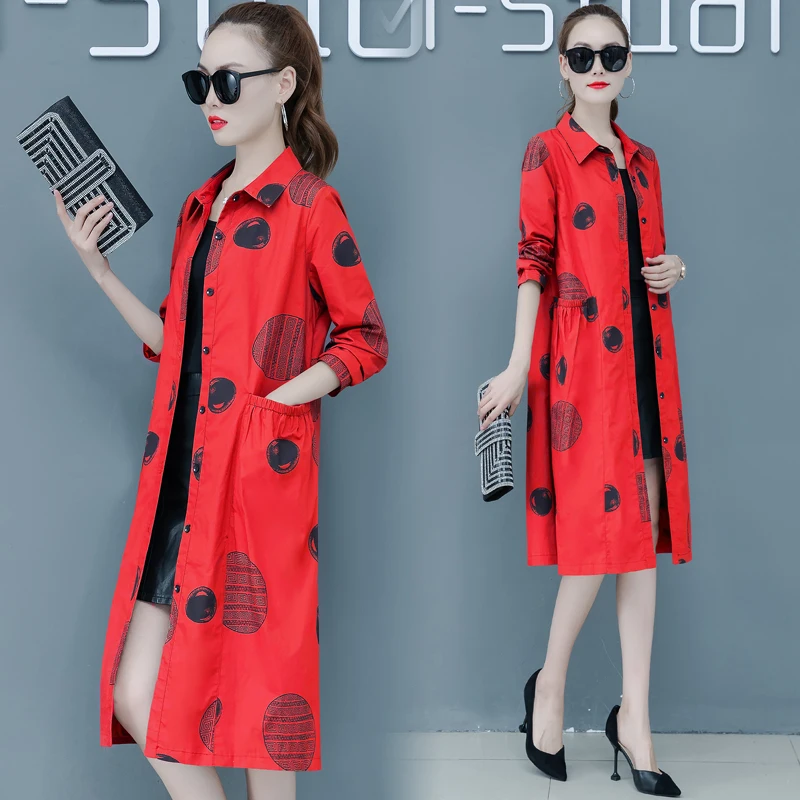 #5660 черный красный коричневый с принтом пальто для женщин Элегантное длинное