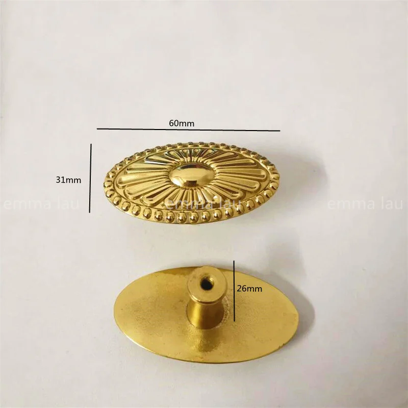 Овальные Твердые латунные ручки ручка для шкафа одно отверстие золотая