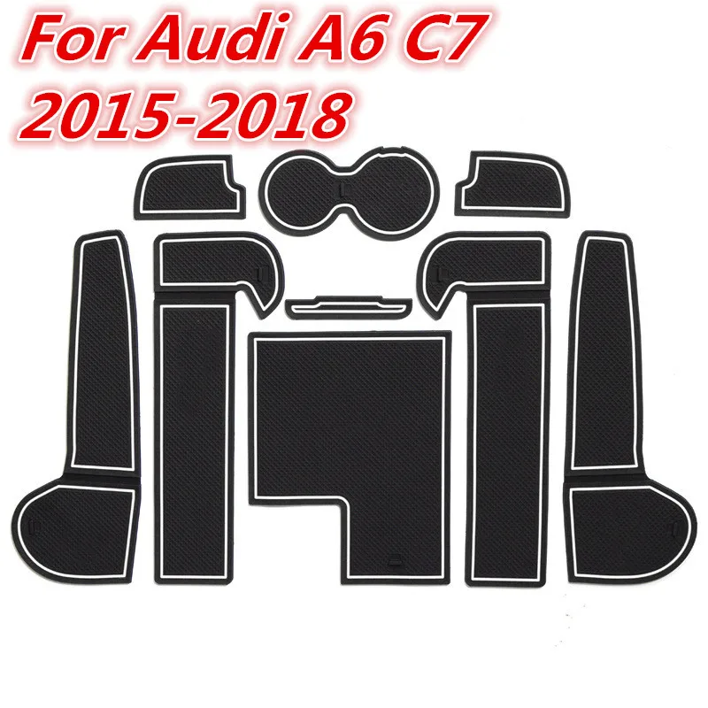 Для Audi A6 C7 2015-2018 3D резиновый коврик слот-коврик для двери чашка Подушка паз Lnterior