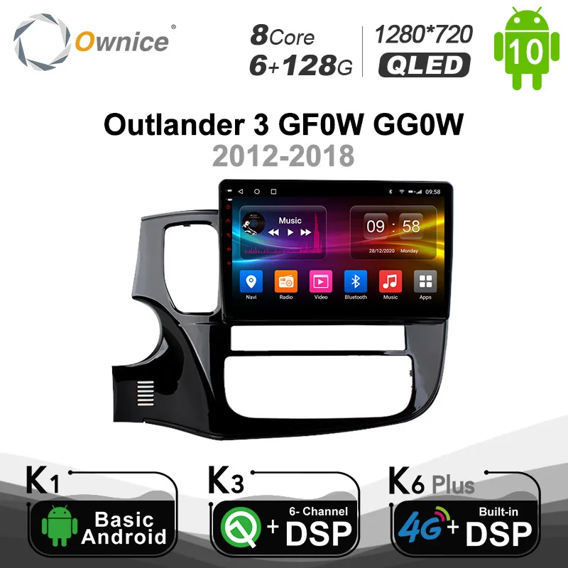Автомобильный DVD-плеер Ownice на Android 128 6 ГБ + 10 0 GPS-навигация для Mitsubishi Outlander 2013 -2017 2018 4G
