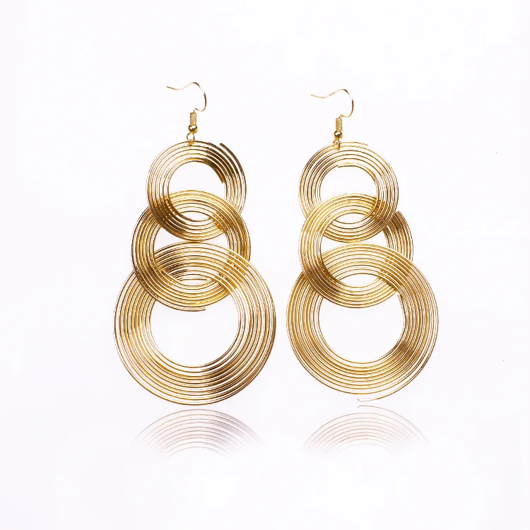 

Retro geometry multi-layer metal circle earrings female net red personality nightclub earrings stud earrings
