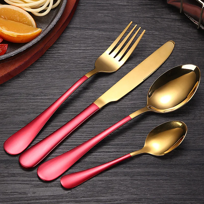 

5PC Cutlery Set Stainless Steel Dinnerware Stainless Steel Spoon Set Fork Spoon Knife Steel Cutlery Dinnerware Set