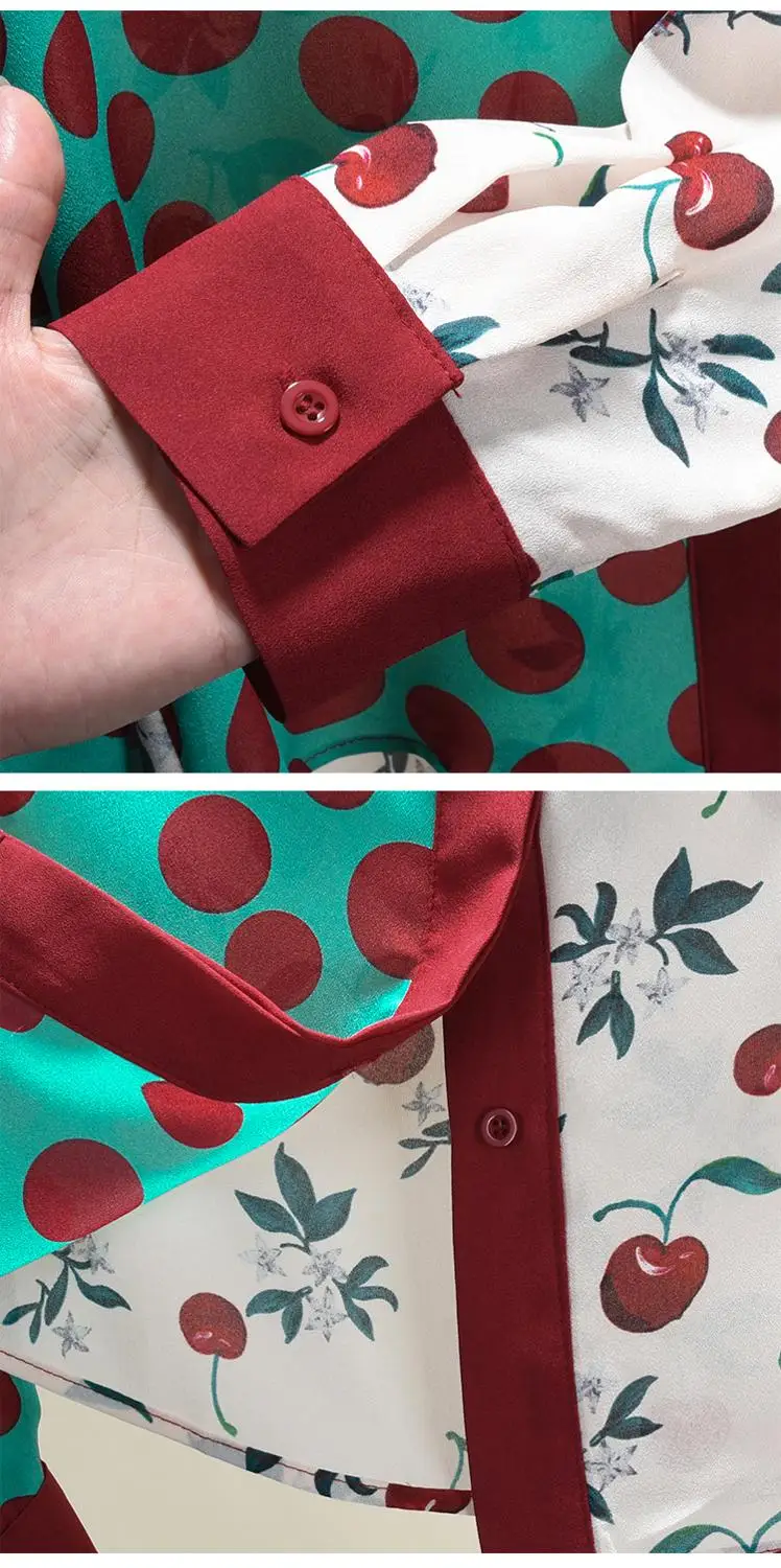 

2021 Spring Women's Polka Dot Chiffon Shirts Top High quality stand collar elegant blouses C785