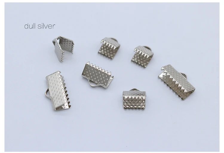 dull silver 100p 6 мм 8 мм 10 мм 13 мм посеребренные Позолоченные зажимы для лент зажимы шнур обжимной концевой колпачок наконечник ожерелье браслет соединители поиск пряжки - Цвет: dull silver