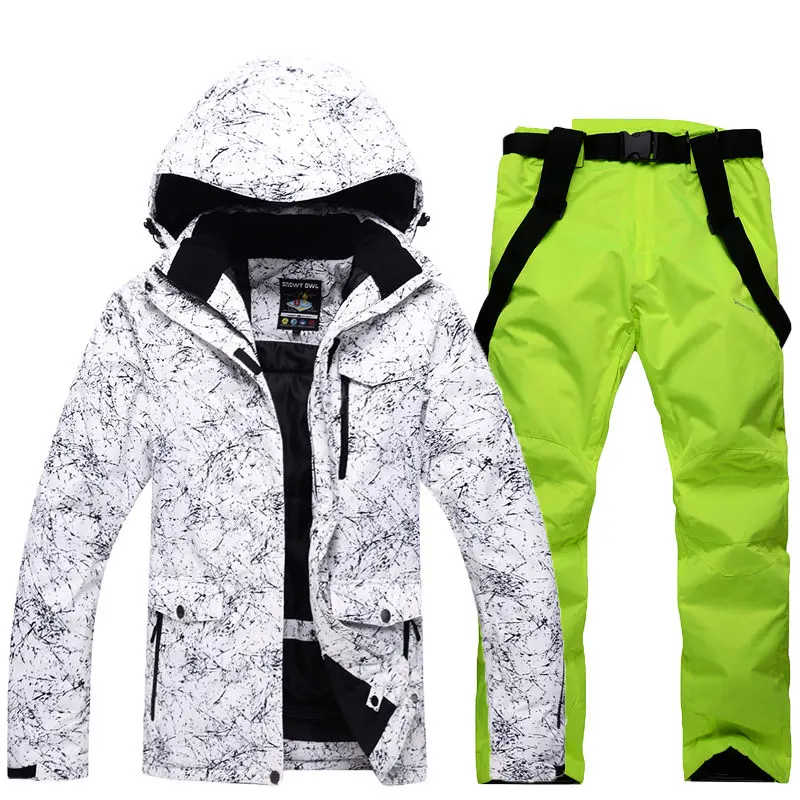 picture Jacket Pant 30 мужчин и женщин черный или белый зимний костюм уличная Лыжная одежда Сноубординг наборы водонепроницаемый костюм зимние куртки и нагрудник брюки - Цвет: picture Jacket Pant