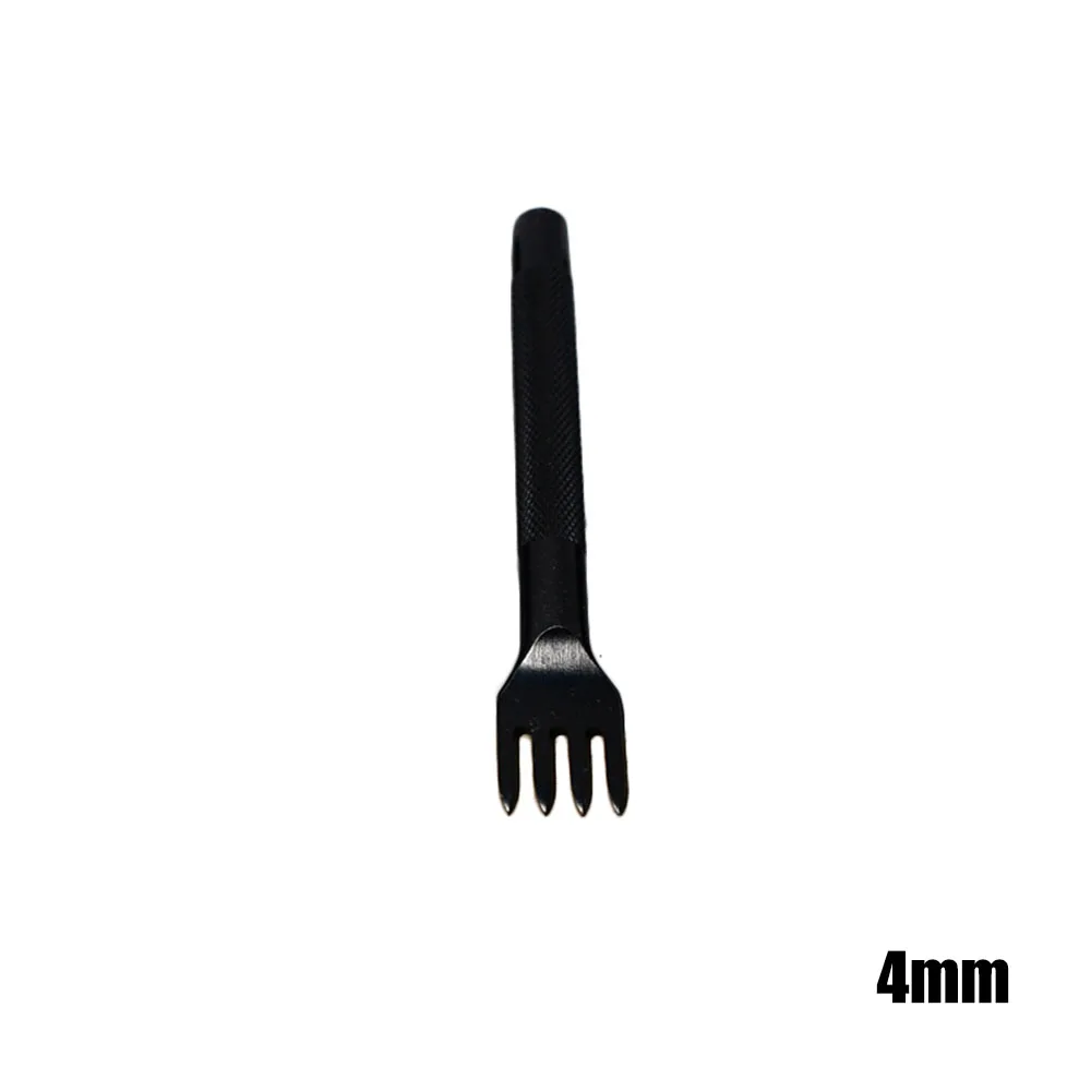 black 4mm 4 tooth Кожаная фурнитура перфорационный инструмент 1/2/4/6 зубец Hole кроя прошитой расстояние между отверстиями буровая установка DIY кожа ремесленных инструментов - Цвет: black 4mm 4 tooth