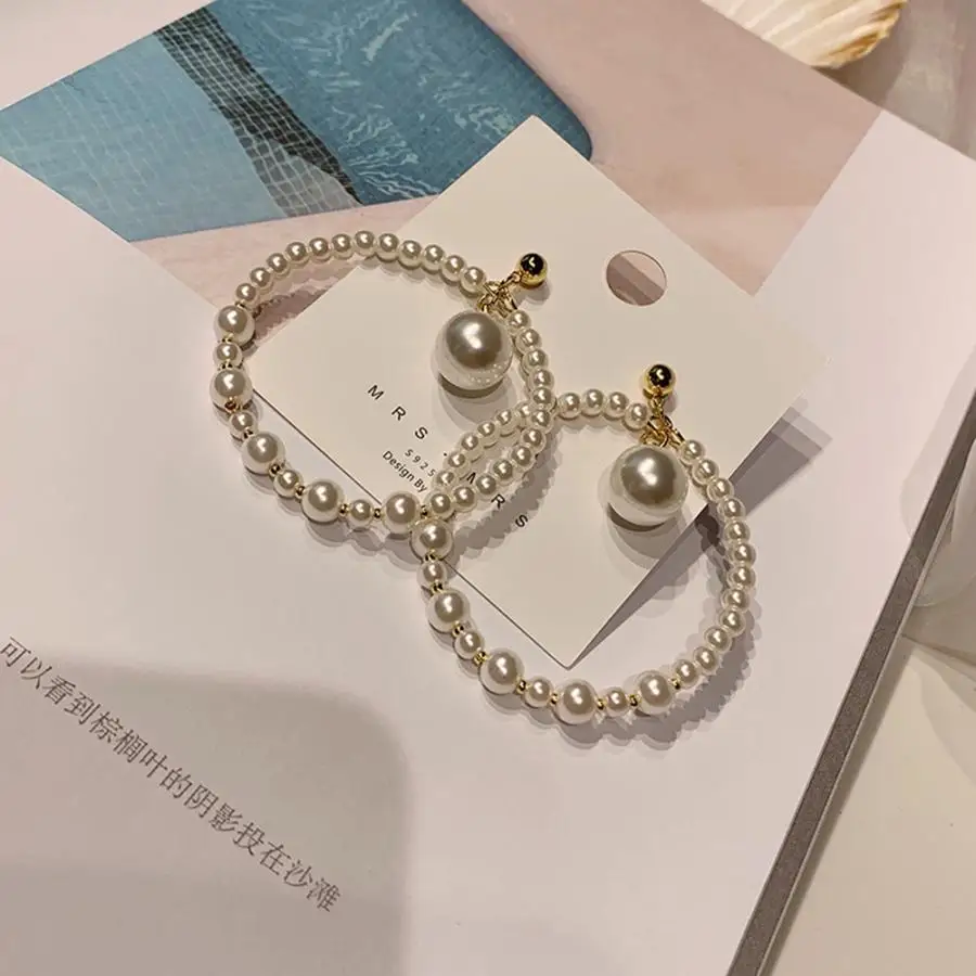 Модные Качественные большие круглые жемчужные серьги удобные для ношения