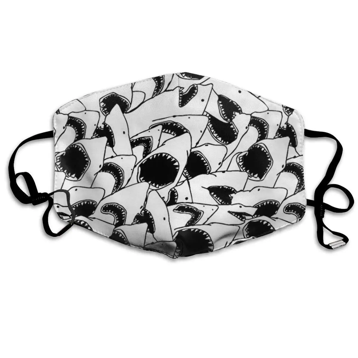 

Unisex Breathable Animal Black and White Sharks Mouth Mask - Adjustable Earloop Anti Dust Pollution Face Mask for