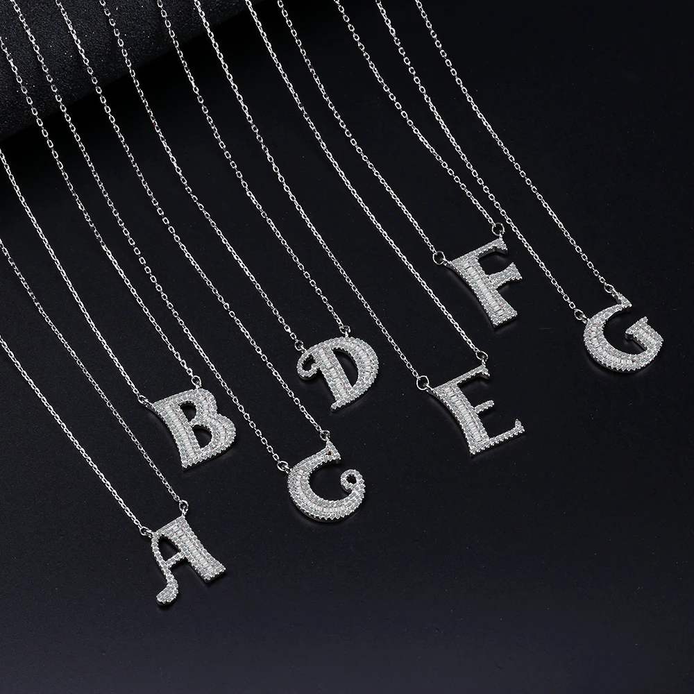 

New Arrival 925 Sterling Silver DIY 26 English Letters Pendant Necklace for Women Girls Wedding Jewelry Kolye Collares Bijoux