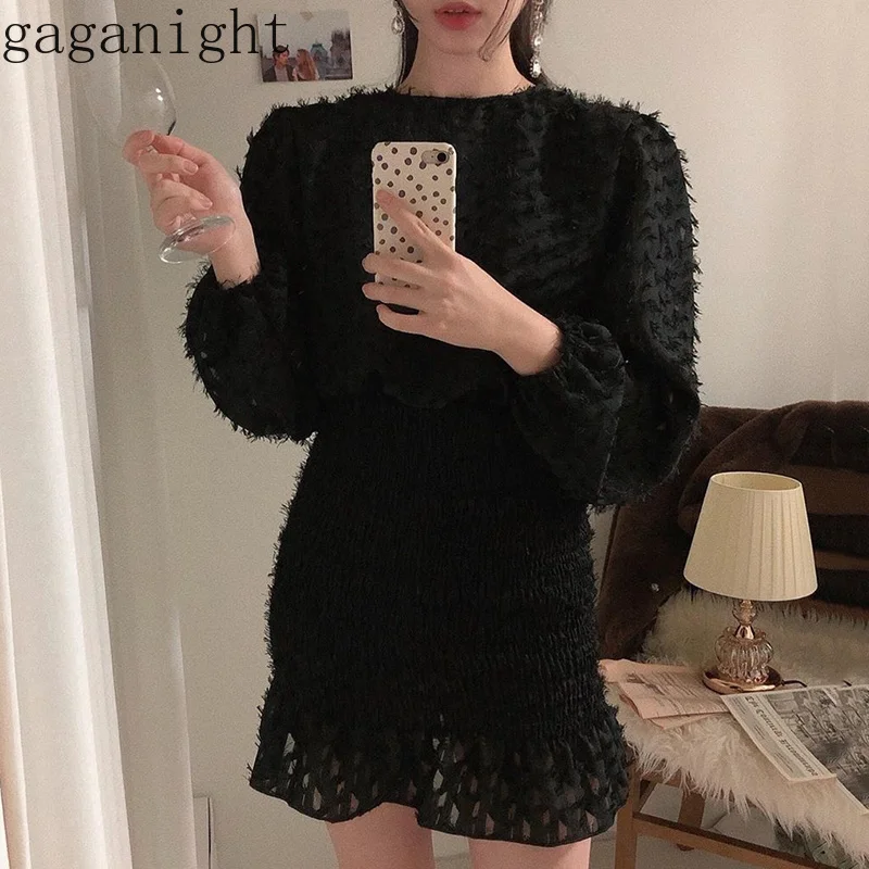 Gaganight элегантное женское мини Короткое облегающее платье с длинным рукавом и