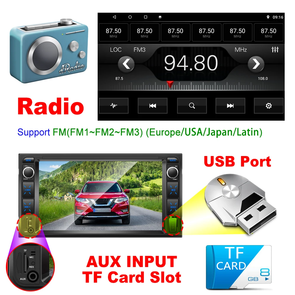 Автомобильная система 2 Din 7 дюймов android FM GPS навигация Wi Fi Bluetooth Phonelink