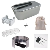 outdoor aluminum cooking set foldable lunch box bowl furnace steaming rack utensils cookset for camping travel hiking bbq picnic