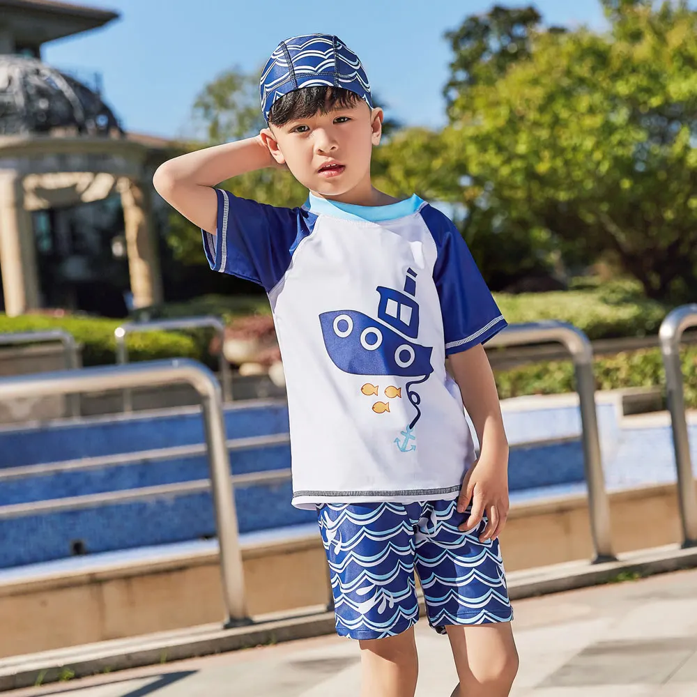 Купальный костюм из двух предметов для мальчиков и девочек купальный шапочки