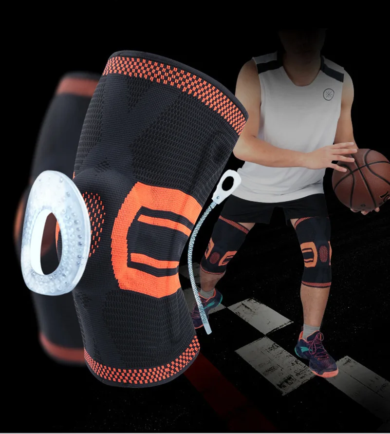 1 шт. наколенник силиконовый пружинный баскетбольный поддерживающий спортивный