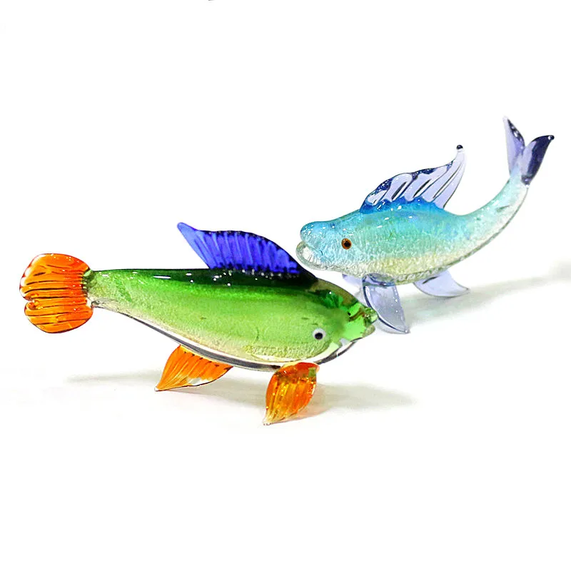 

Silver Foil Craft Murano Glass Tropical Fish Figurines Cute Vivid Miniature Sea Animals Ornaments Holiday Party Gifts For Kids