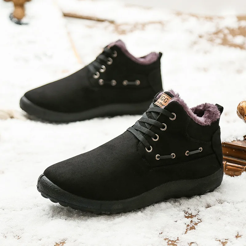 Мужские ботинки зимняя обувь Теплые ботильоны зимние для снега мужские плюшевые