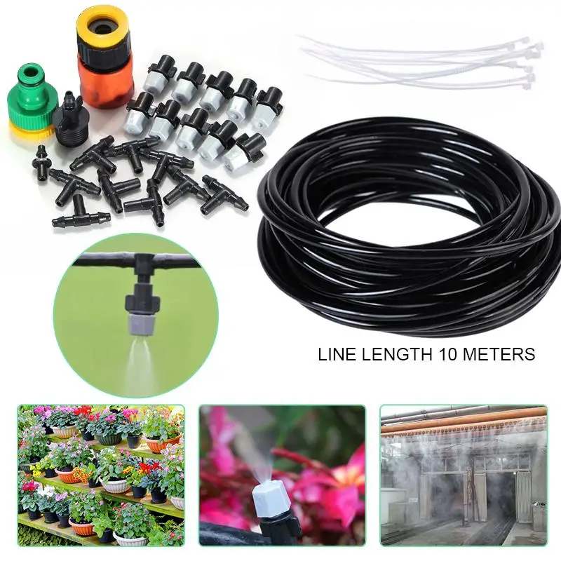 

MeterMall 10M 10 Spraying Heads + Connector for Fine Misting Moisturizing Dust Removing