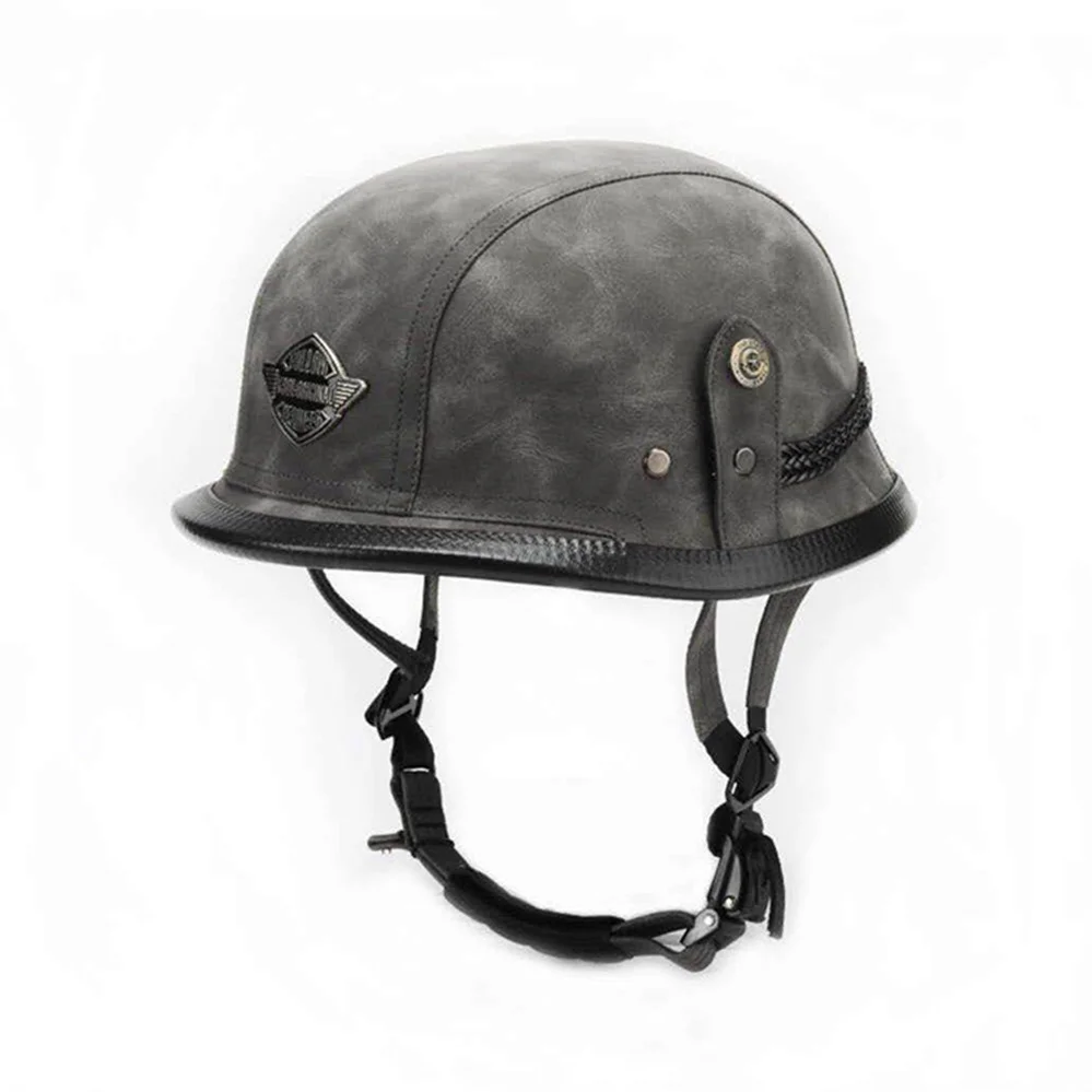 

DOT High Quality German WWII Style PU Leather Helmet Chopper Open Face Half Motorcycle Helmet Biker Cruiser Capacete Moto Casco