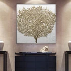 Абстрактная Золотая Картина на холсте с деревом, современная абстрактная фотография стены, картины для гостиной, домашний декор