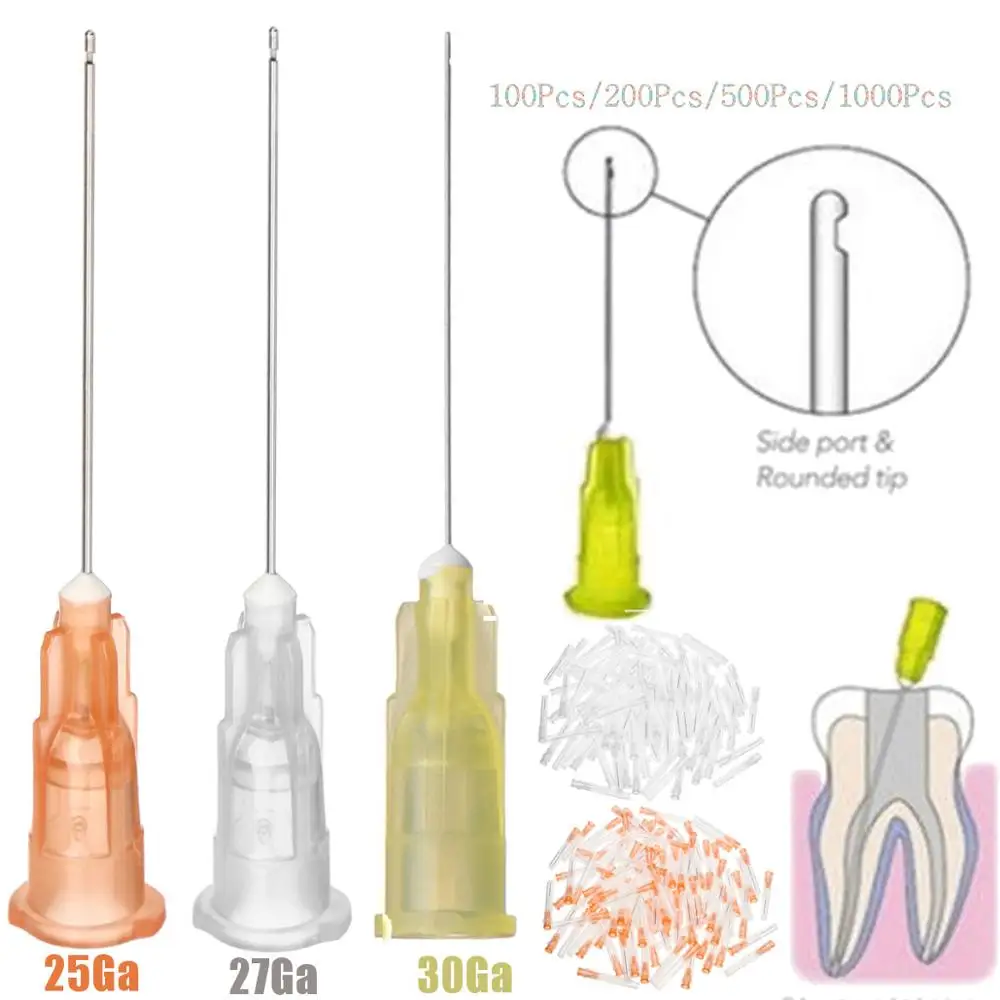 

100pcs/bag Dental Endo Irrigation needle tip 25G/ 27G / 30GA End-Closed Side Hole Endo Syringe Oral Hygiene Care Material