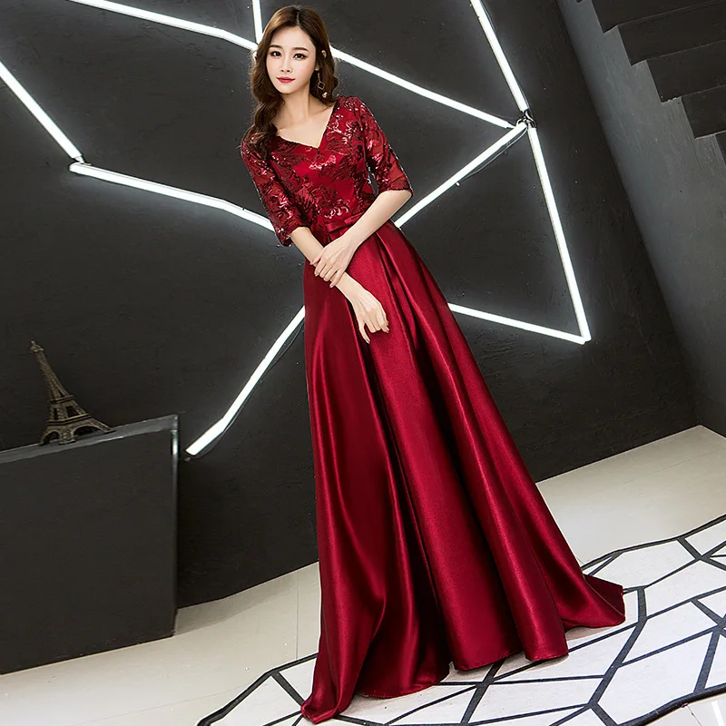 2020 Vestido De Festa вечерние юбки с длинным рукавом и v образным вырезом Новинка